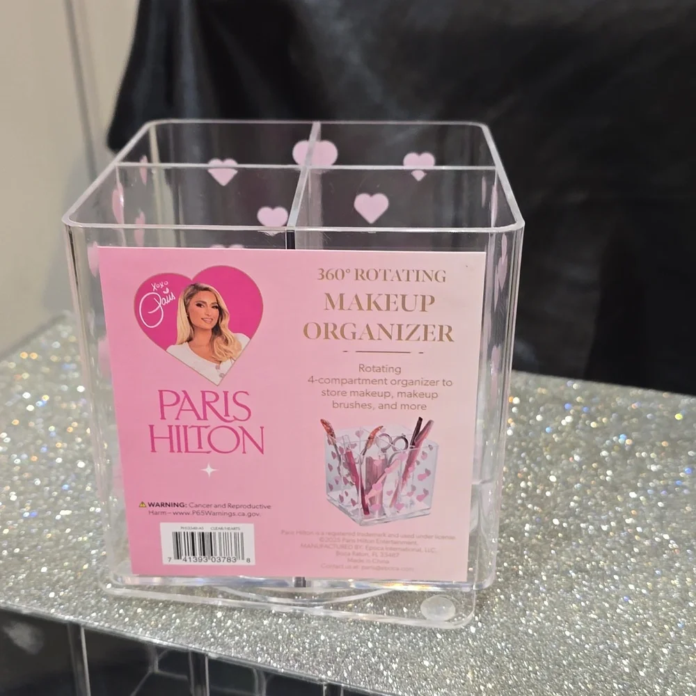 Paris Hilton Clear Pink Heart 360°‎ Rotating Acrylic Organizer